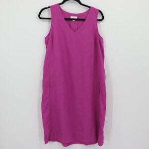 J Jill Linen Dress Women Small Tall Sleeveless V Neck Pocket Casual Resort Beach